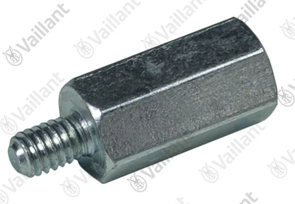 Vaillant Adapter aus Metall mit einem hexagonalen Profil und einem gewindeteiligen Ende, geeignet für technische Anwendungen.